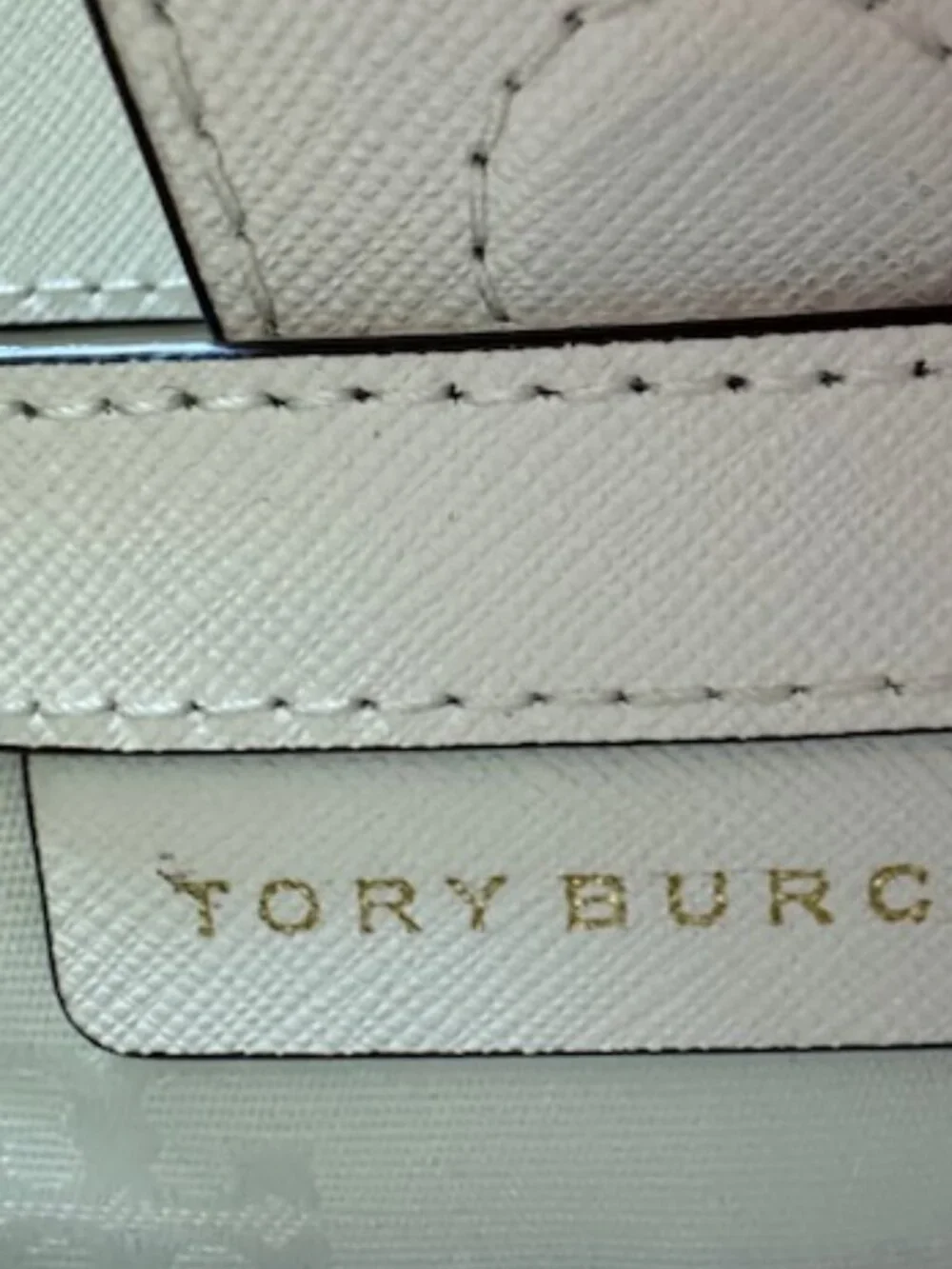 Tory Burch Cream Leather Satchel with Brown Handles and Yellow Floral Strap